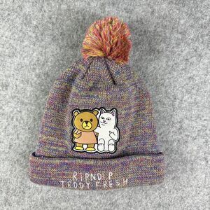 RIPNDIP x Teddy Fresh Beanie Hat Adult Embroidered Pom Pom Graphic Skater Y2K